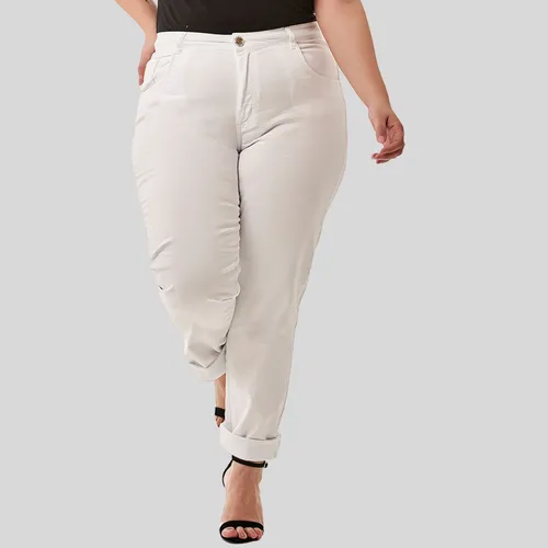 Calça branca feminina cintura alta hotsell plus size