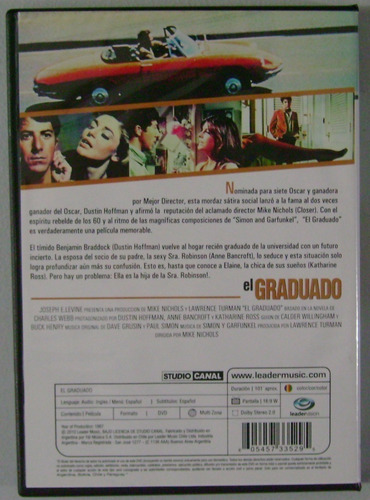 Dvd Original El Graduado - Bancroft Hoffman - Sellada!!!
