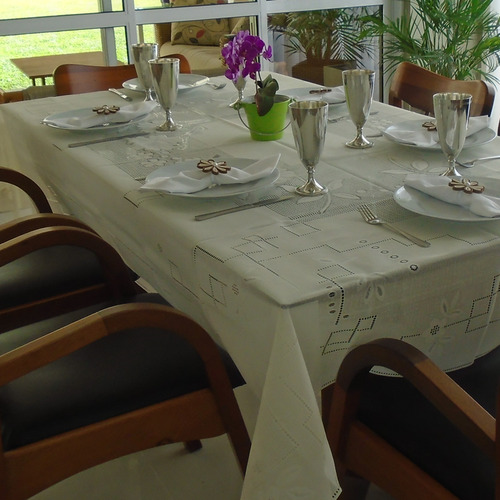 Toalha De Mesa De Fibra De Coco Retangular 6 Lugares 160x220