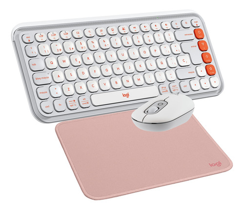 Kit De Teclado Y Mouse Pop Icon Blanco + Mousepad Logitech