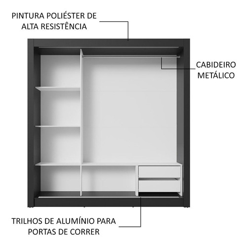 Ropero Closet Madesa 3 Puertas 01 Color Negro