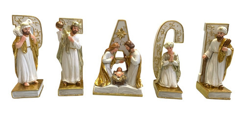 Set Pesebre Peace Adorno Navideño Blanco 29x13x6 Cm