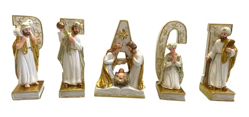Set Pesebre Peace Adorno Navideño Blanco 29x13x6 Cm