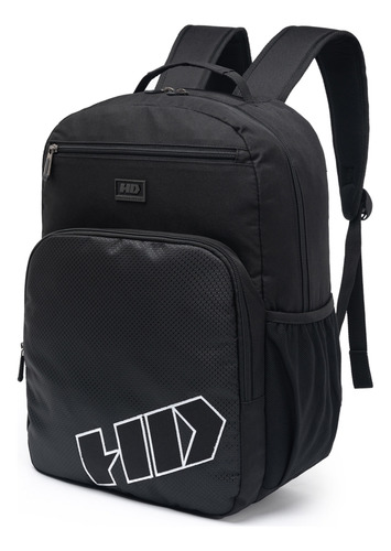 Mochila Masculina Executiva Faculdade Notebook Resistente Cor Preto C/ Branco Desenho Do Tecido Lisa