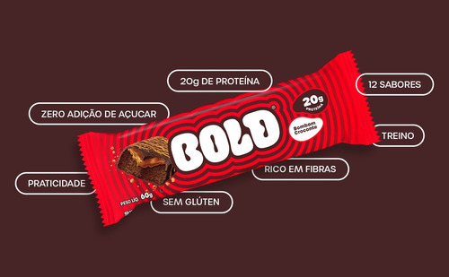12 Barra De Proteína Bold Snack Bar Bombom Crocante 60g