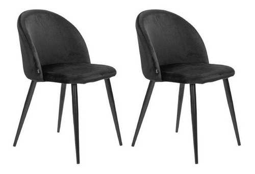 Set De 2 Sillas Jonotla Velvet Pata Negra - Negro