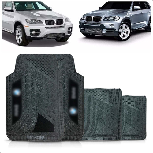 Jogo Tapete Mix Pvc Carpete Bmw X5 X6 Logo Bordado