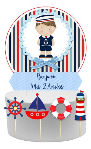 Cotillon Personalizado Niño Marinero Bolsitas X 15 Invitados