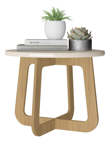 Mesa De Centro Jasmin 59x59cm En Mdp Roble Con Blanco