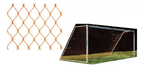 Set  Malla Red De Futbol Campo Naranja Arqueria Porteria 