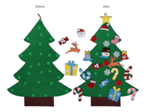 Set De Árbol De Navidad De Fieltro Con Adornos Infantiles
