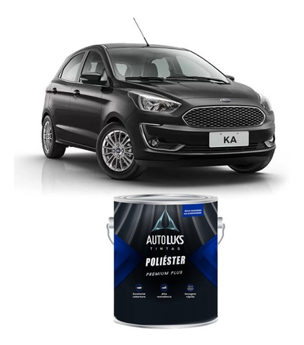 Tinta Automotiva Poliester Preto Ebony Ford 3600ml Autoluks