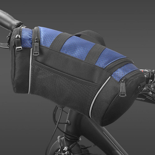 Bolsa Para Manillar De Bicicleta Con Rayas Reflectantes Azul