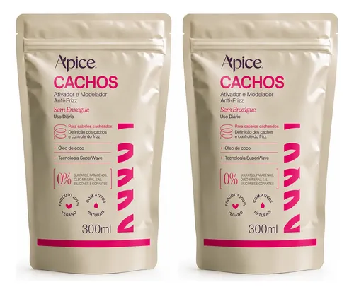 2x Apse Cachos Ativador Modelador Antifrizz 600ml