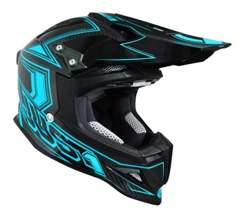 Casco Motocross Enduro Just1 Carbono J12 Azul Fluorescente