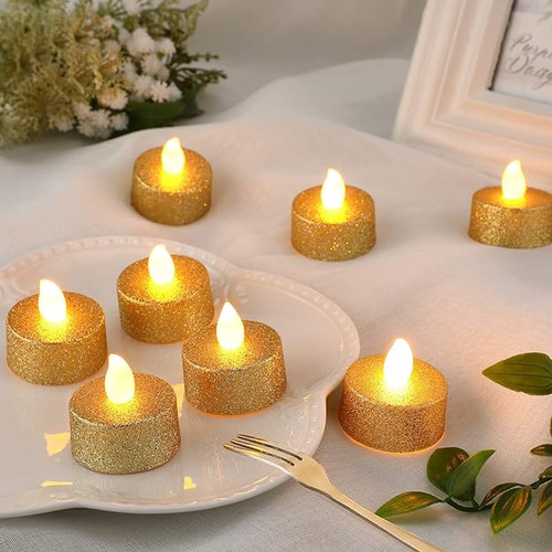 12 Velas De Te Con Purpurina De Navidad Velas Votivas Romant