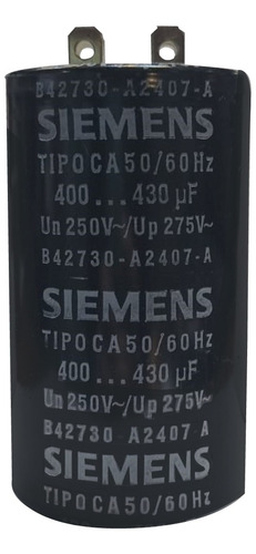 Capacitor Siemens De Arranque 400-430 Mfd X 250vca