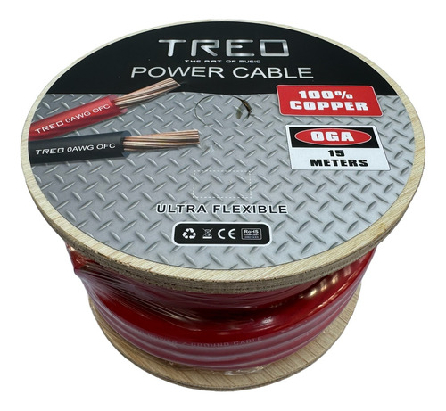 Cable X Corriente Calibre 0 15mt 100% Cobre Treo Tr-pc015r