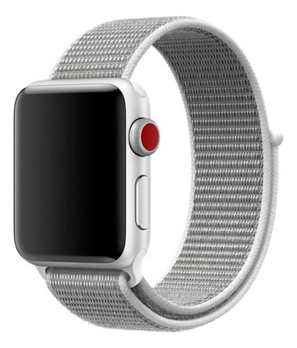 Pulseira Loop Nylon Ltimports Para Apple Watch 46mm Series10 Cor Cinza/branco