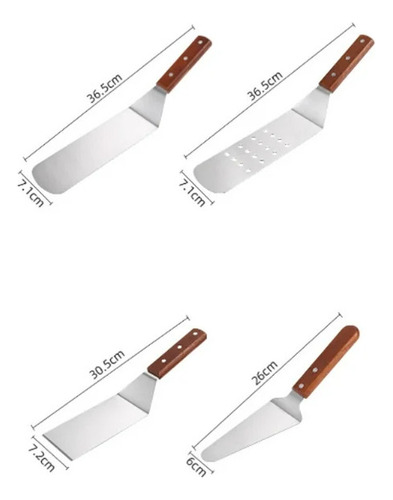 9pz Espátula Volteadora Cocina Acero Inoxidable Y Madera Kit