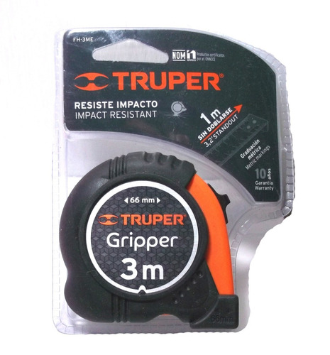 Flexometro De 3.0 M Gripper Truper