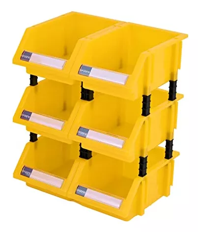 Cajas Apilables Almacenaje Tornillos, 6 Pack (amarillo)