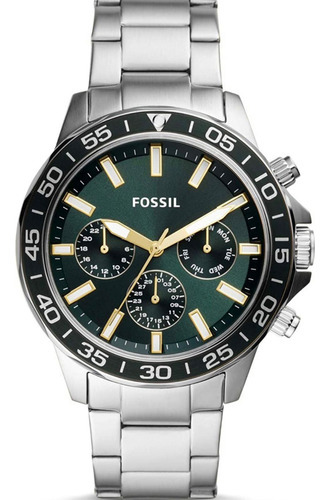 Reloj Fossil Hombre Metal Bannon Multifunction Color de la correa Plata Color del bisel Plateado Color del fondo Verde oscuro