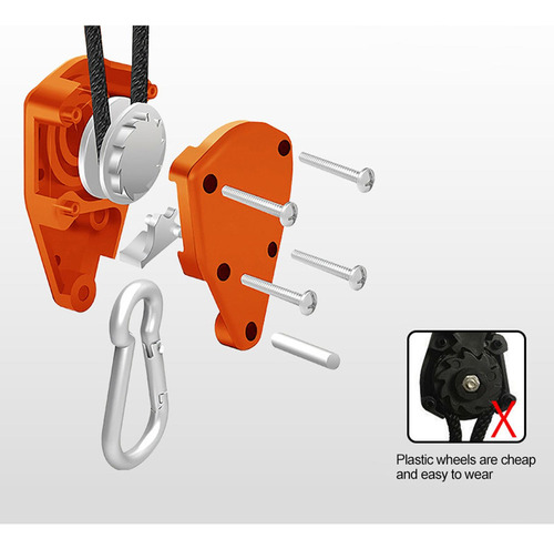 Zzc Colgador De Cuerda Con 2 Poleas Y Trinquete, 4 Mm, 4 M,