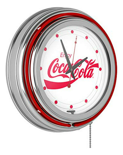 Reloj De Neón Blanco Enjoy Coke - Dos Anillos De Neón