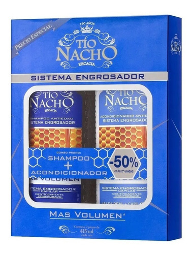 Imagen 1 de 8 de Shampoo Tio Nacho + Acondicionador Engrosador X 415 Ml