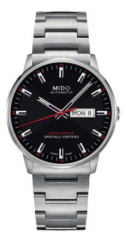 Reloj pulsera Mido M021.431 con correa de acero inoxidable color gris - fondo negro