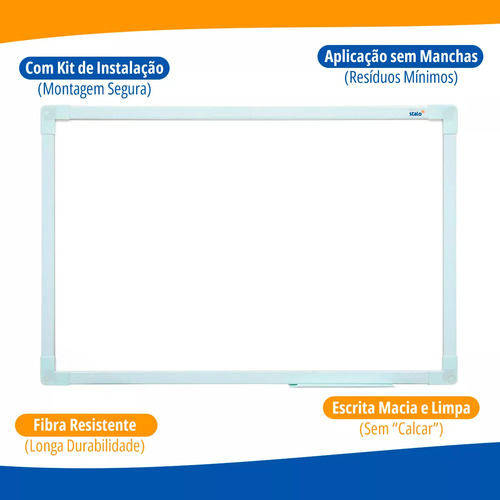 Lousa Quadro Branco 30x40cm Moldura Soft Verde Com 5 Canetas Marcador E Apagador