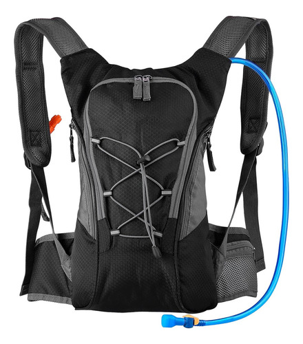 Mochila academia Qoo Camelback cor preto design liso 2L