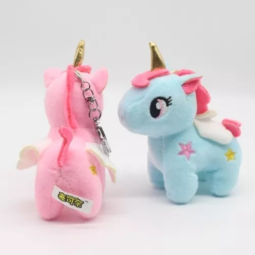 Kawaii unicórnio peludo chaveiro de pelúcia colorido boneca