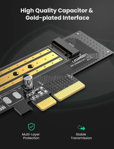 Imagen 2 de 10 de Tarjeta Pci Express 3.0x4 Para Ssd M.2 Nvme Adaptador Ugreen