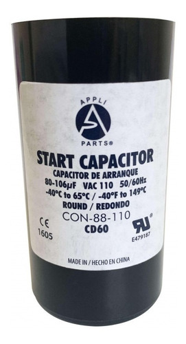 Appli Parts Condensador Capacitor Arranque 88-106 Mfd (