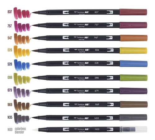 Marcadores Colores Marrones Punta 10pz Tombow Dual Brush
