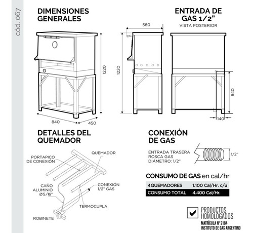 Imagen 7 de 9 de Horno Pizzero 6 Moldes El Gauchito Sol Real Gas Envasado