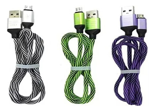 Cable Cargador Reforzado V8 1m Micro Usb Universal Uso Rudo