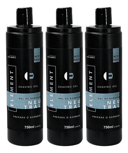 Kit 3x Shaving Gel De Barbear Neutral Shave 750ml Element