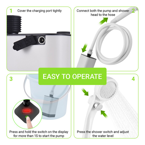 Duchas Portatiles Camping, Regadera Portatil, Led 5200mah