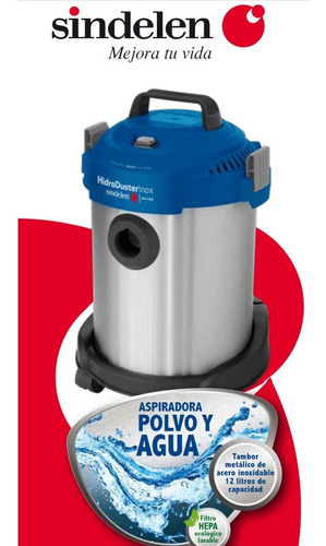 Imagen 3 de 7 de Aspiradora De tacho Sindelen APA-1150IN 12L plateada, azul y negra