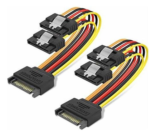 15 Pin Sata Power Y-splitter Cable 8 Pulgadas - Paque