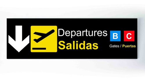 Cartel De Aeropuerto Departures / Salidas 100x30 Cm Unico!! 