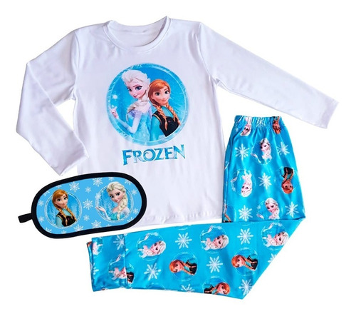 Pijama Moda Infantil Manga Larga Frozen C/antifaz
