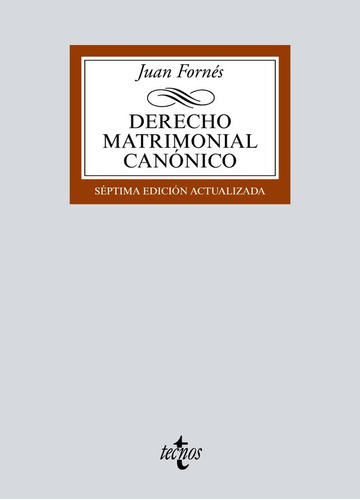 Derecho Matrimonial Canãâ³nico, De Fornés, Juan. Editorial Tecnos, Tapa Blanda En Español