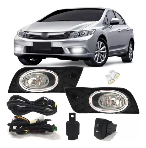 Kit Farol Milha Auxiliar New Civic 2012 2013 2014 