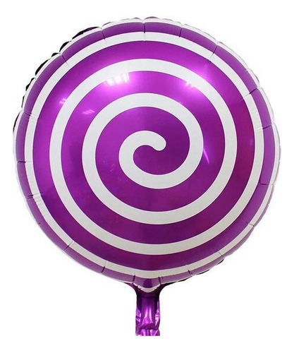 Globo Metalizado Caramelo Espiral Morado Blanco Helio O Aire