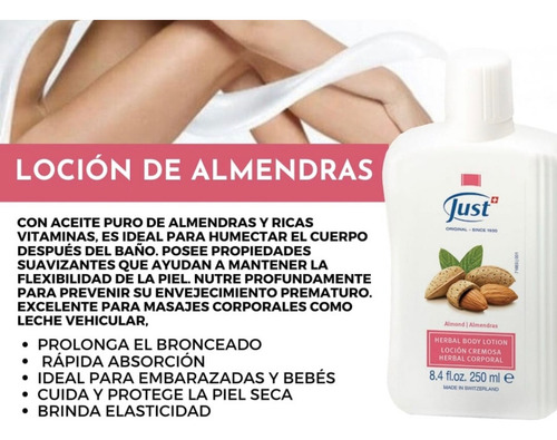 Loción Cremosa De Almendras 250ml Swiss Just Almendras