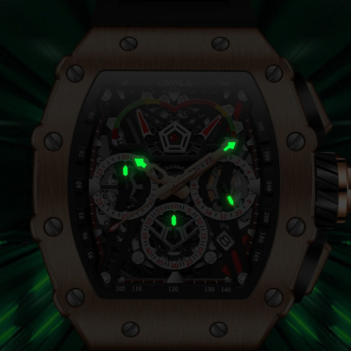 Reloj Mecánico Completamente Automático Onola Fashion Color Del Bisel Black/red
